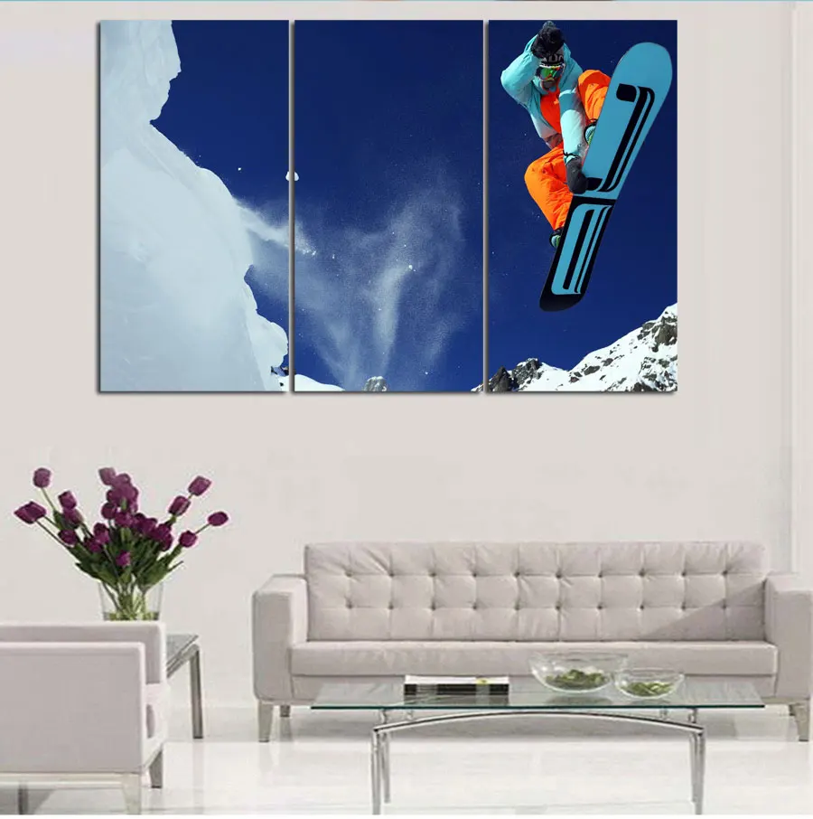 

3Pcs/Set Unframed HD decor craft about Skiing frameless posters and prints Oil Painting On Canvas Wall decor s for living room