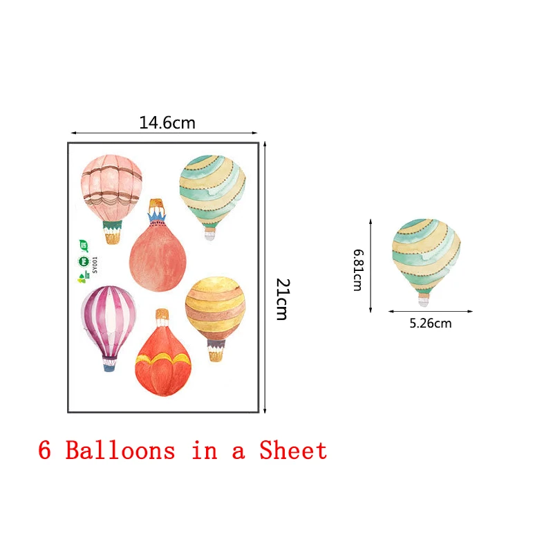 Colourful Hot Air Balloons Wall Stickers For Store Office Home Decoration Pvc Mural Art Diy Birthday Party Wall Decals