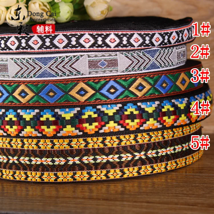 40Yard/lot Handmade dress shoes with DIY retro bags trim accessories ethnic embroidery lace geometric patterns