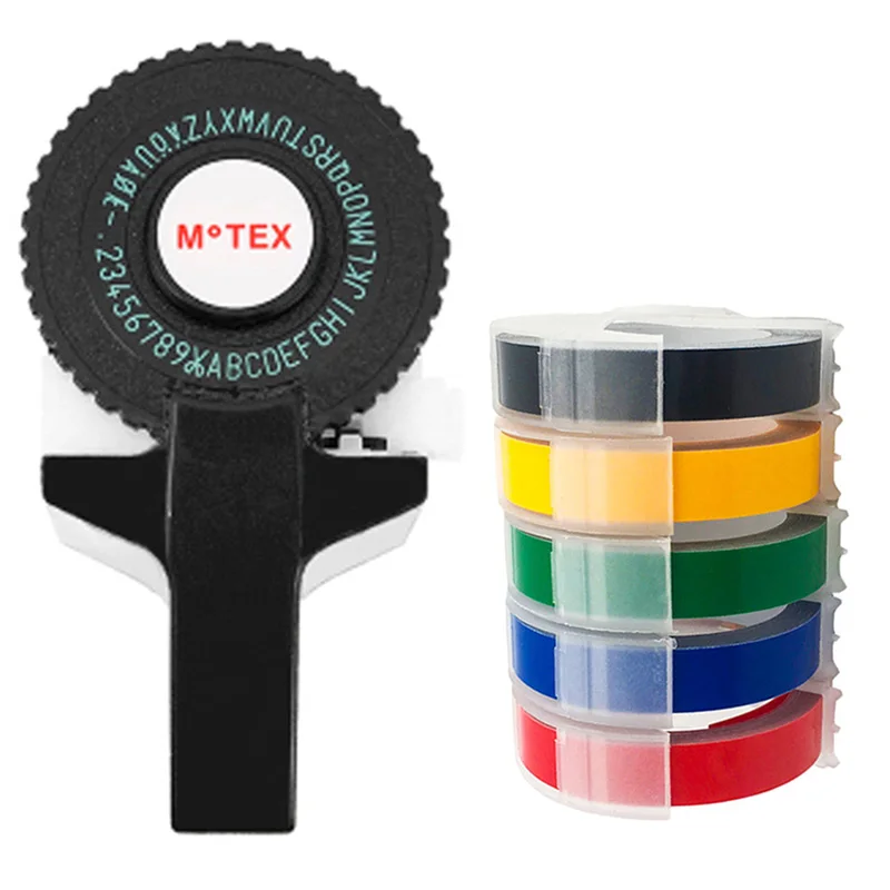 

Black Motex E101 Manual Label Maker DIY Hand Decorative Tape Manual Typewriter for 9mm 3D embossing PVC plastic label tapes