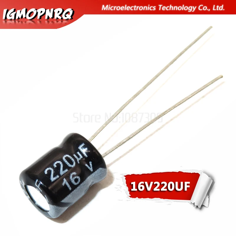 50PCS 16V220UF 6*7mm 220UF 16V 6x7mm Aluminum Electrolytic Capacitors DIP