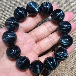 Natural Blue Tiger's Tiger Eye Hawk Eye Round Beads Bracelet 18mm 16mm 14mm 12mm Crystal Stretch For Man Women Men AAAAAAA