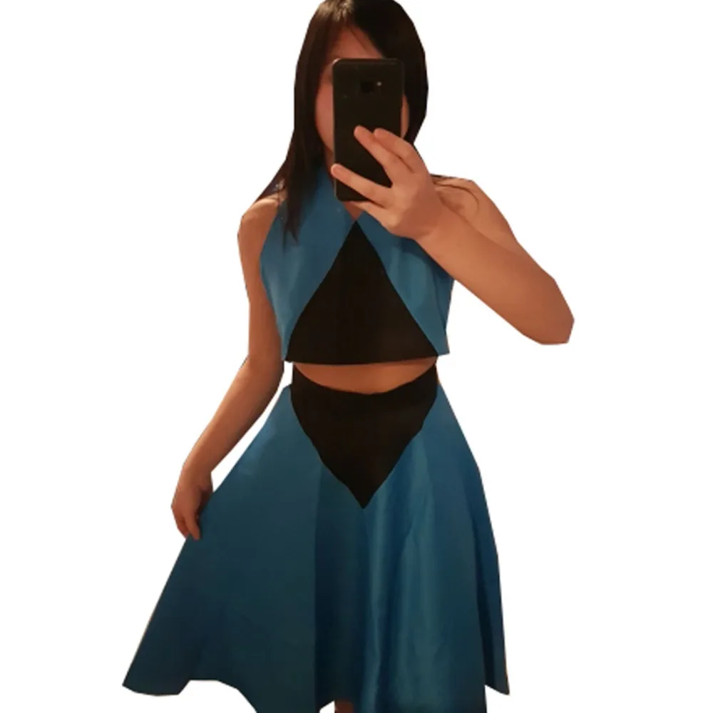 2019 Steven Universe Lapis Lazuli Blue Dress Daily Wear Halloween Cosplay Costume Two Styles For Choosing