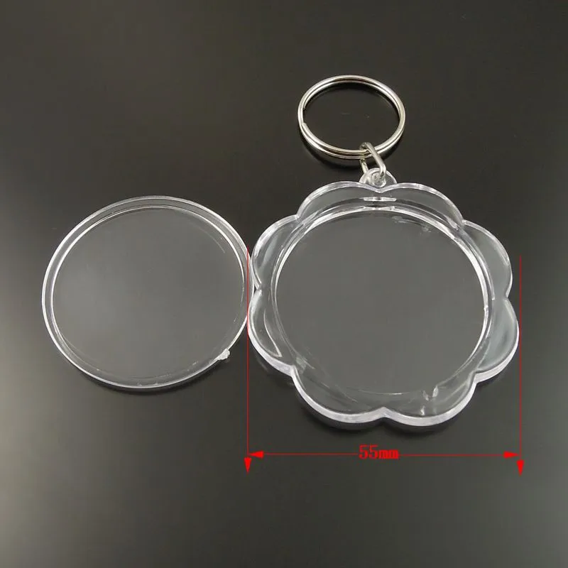 8pc Clear Transparent Round Water Wave Shape Key Chain Latest Design Key Ring Gift Best Selling Key Holder Inner Size 44mm 35666