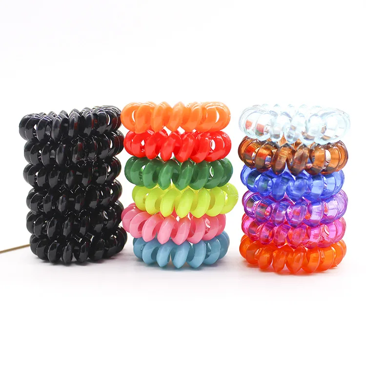 8 Pcs Hot Sale 4 Cm Kualitas Tinggi Rambut Scrunchie Transparan Telepon Kawat Elastis Hai... untuk Anak-anak Kecil