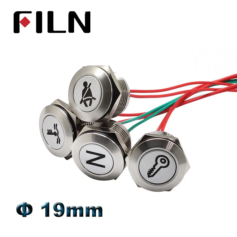 19mm Waterproof Lamp 12V LED Car Boat LED Marine Warning Dashboard Signal Lights Instrument Pilot light Aluminium Alloy Black