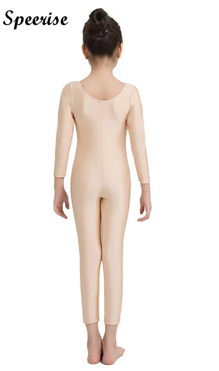 SPEERISE Children Fresh Long Sleeve Unitard Skin Tight Jumpsuit Spandex Full Body Scoop Neck Ballet Costumes for Kids