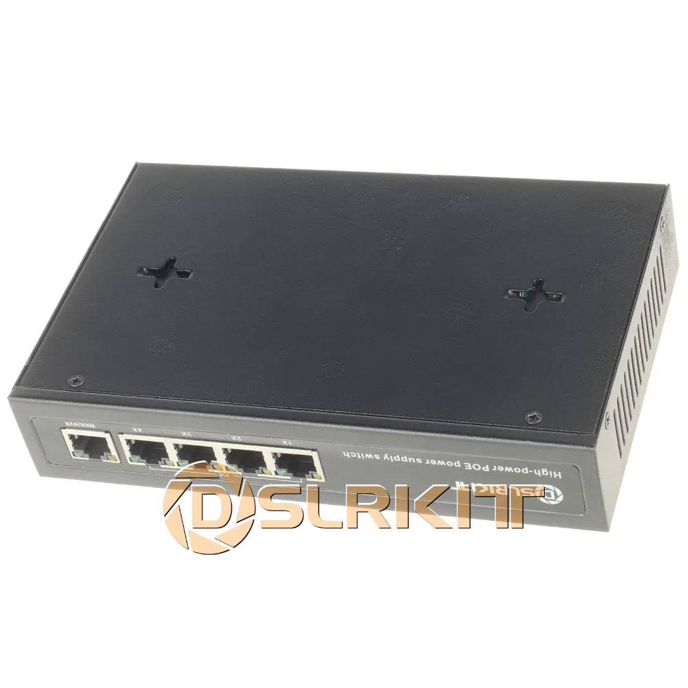 DSLRKIT 96watt 5 Port 4 PoE Switch 802.3af/at Power Over Ethernet Internal Power