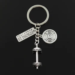 Dropshipping Body Building Barbell Dumbbell Strong Strength Keychain Silver Color Color Key Rings Fashion Jewelry Gift