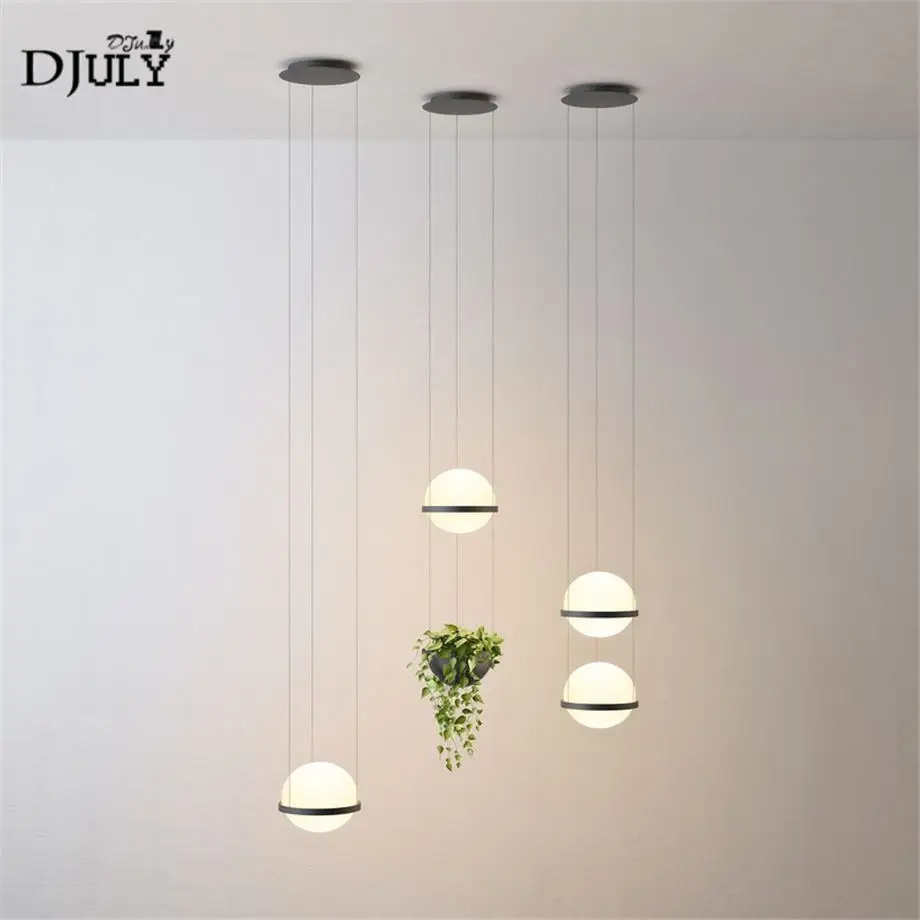 

postmodern designer glass ball flower pot pendant lights for dining room coffee store bar art deco led hanging lamp fixtures