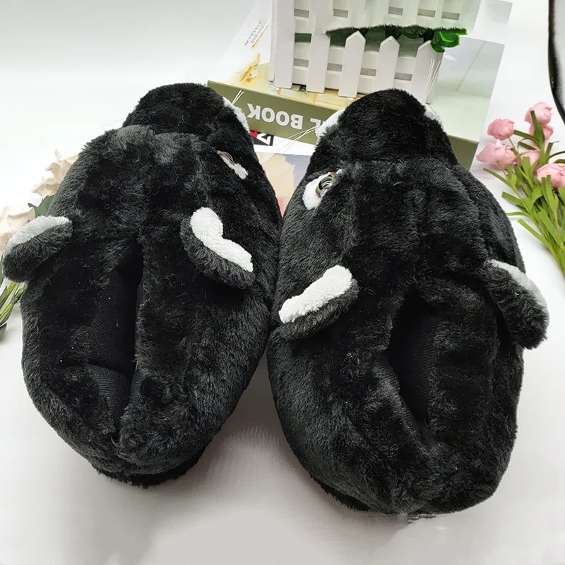 Zapatillas de casa de felpa de leopardo para niño y mujer, pantuflas especiales de dibujos animados, de invierno, cálidas para amantes