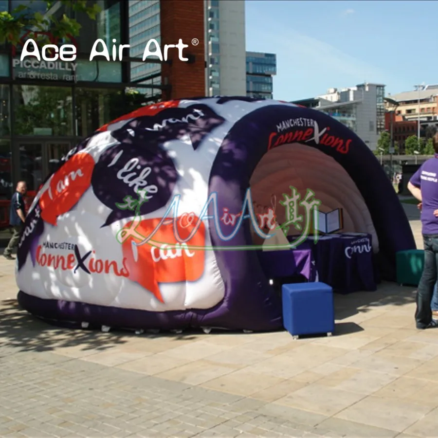 Exposición inflable Luna Pod Pop Up Igloo estructura tienda Luna Air Dome con logotipos para publicidad