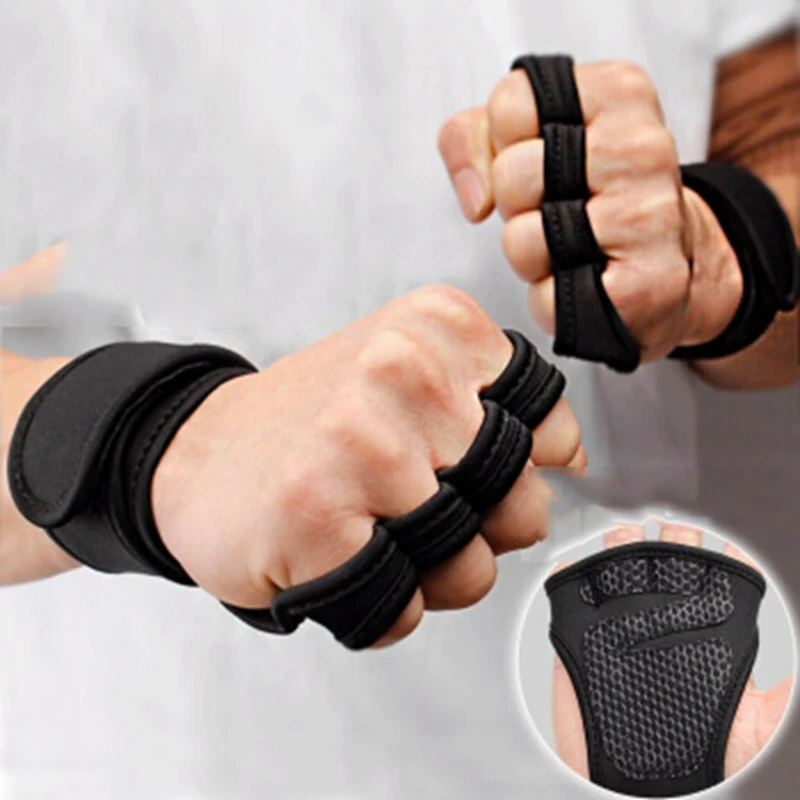 New 1 Pair Weight Lifting Training Gloves Women Men Fitness Sports Body Building Gymnastics Grips Gym Hand Palm Protector Gloves