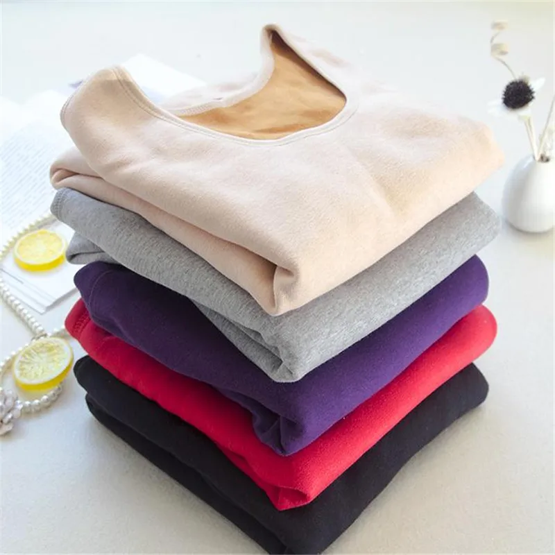 Women Long Sleeve Tees Autumn Winter T Shirt Warm Thick Velvet T-Shirts Female Bottoming Shirt Tops Underwear Plus Size AB1262