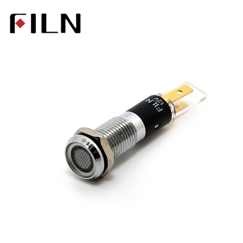 FILN-Lámpara led de señal de metal, FL1M-8FJ-1, 8mm, rojo, amarillo, azul, verde, blanco, 24v, 220v