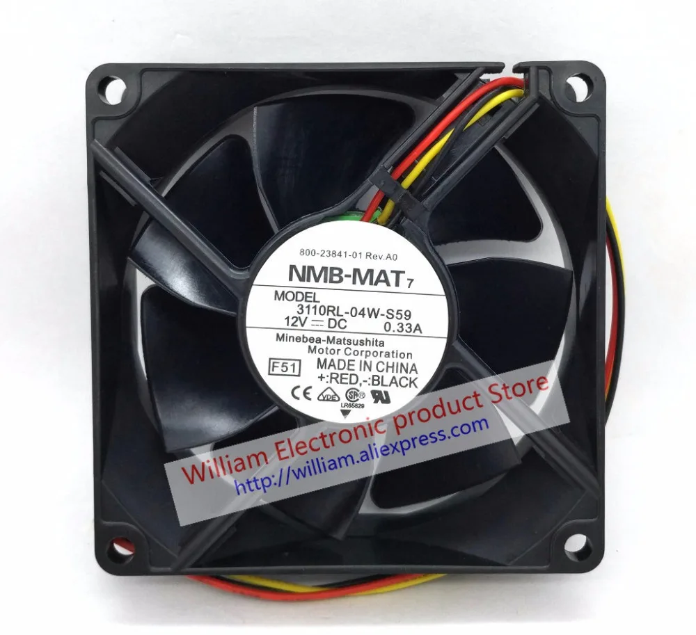 Original 3110RL-04W-S59 F51 DC12V 0.33A 80*80*25MM 8cm Tachometer Signal Projector Cooling Fan