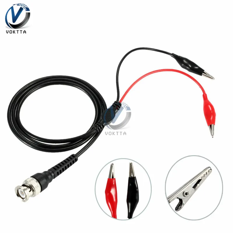 Oscilloscope BNC Male Plug to Dual Alligator Clip Oscilloscope Test Probe Lead Cable 1m 500V 5A for Electrical Working