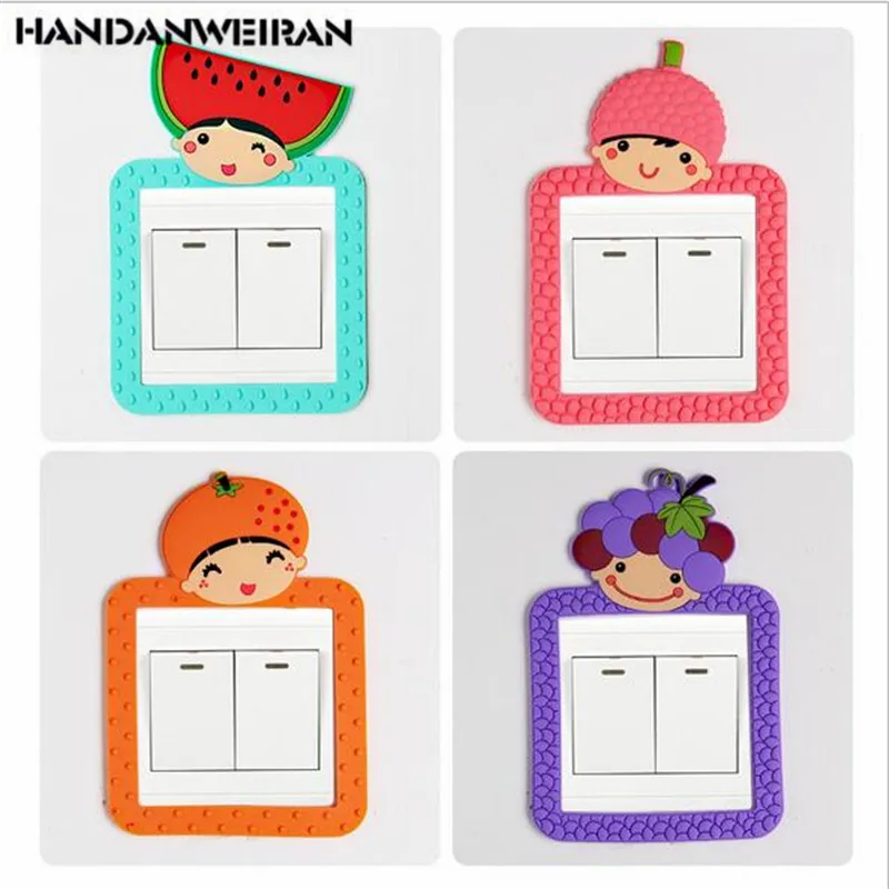 

1PCS Cartoon Fruit Luminous Switch Wall Sticker Silicone Protection for Kids Bedroom Kindergarten Decor Ornaments