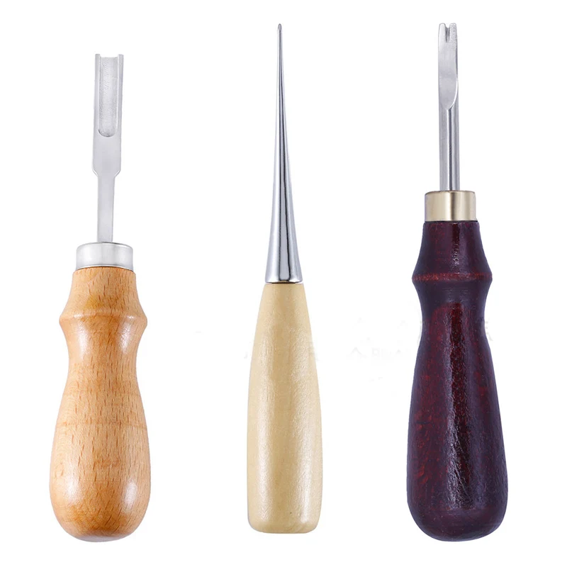 Leather Tool Set for Leather Belt, Carving Punching, Hole Cutting Knife, Gas Eyes Burnish, Peeling Edge Process, 1Set