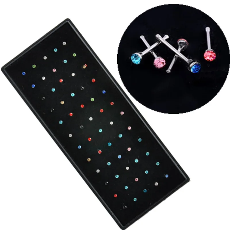 Crystal Nose Ring & Studs For Women Girl Jewelry Surgical Steel Nose Piercing White/Colorful Rhinestone Body Jewelry