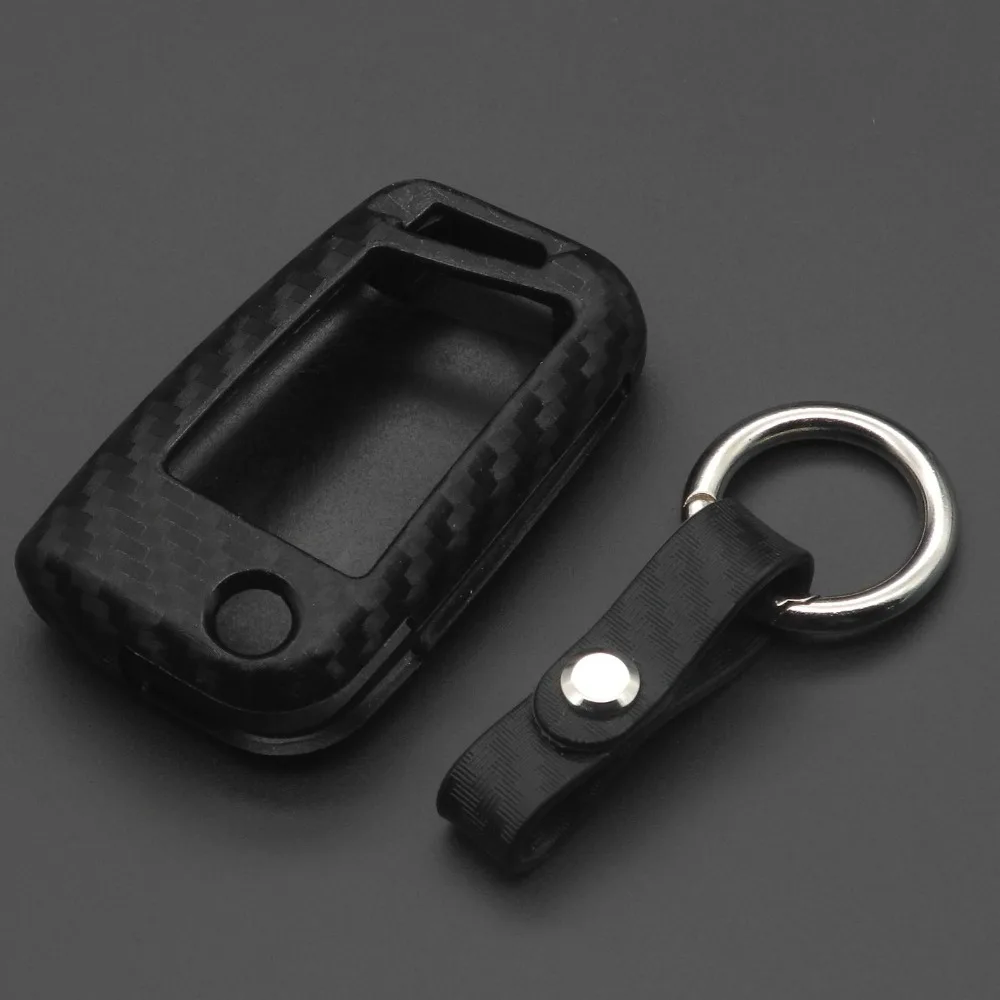 jingyuqin 3 Buttons Remote Carbon Silicone Key Case For VW Polo Golf 7 Tiguan Skoda Octavia Kodiaq Karoq Seat Ateca Leon Ibiza