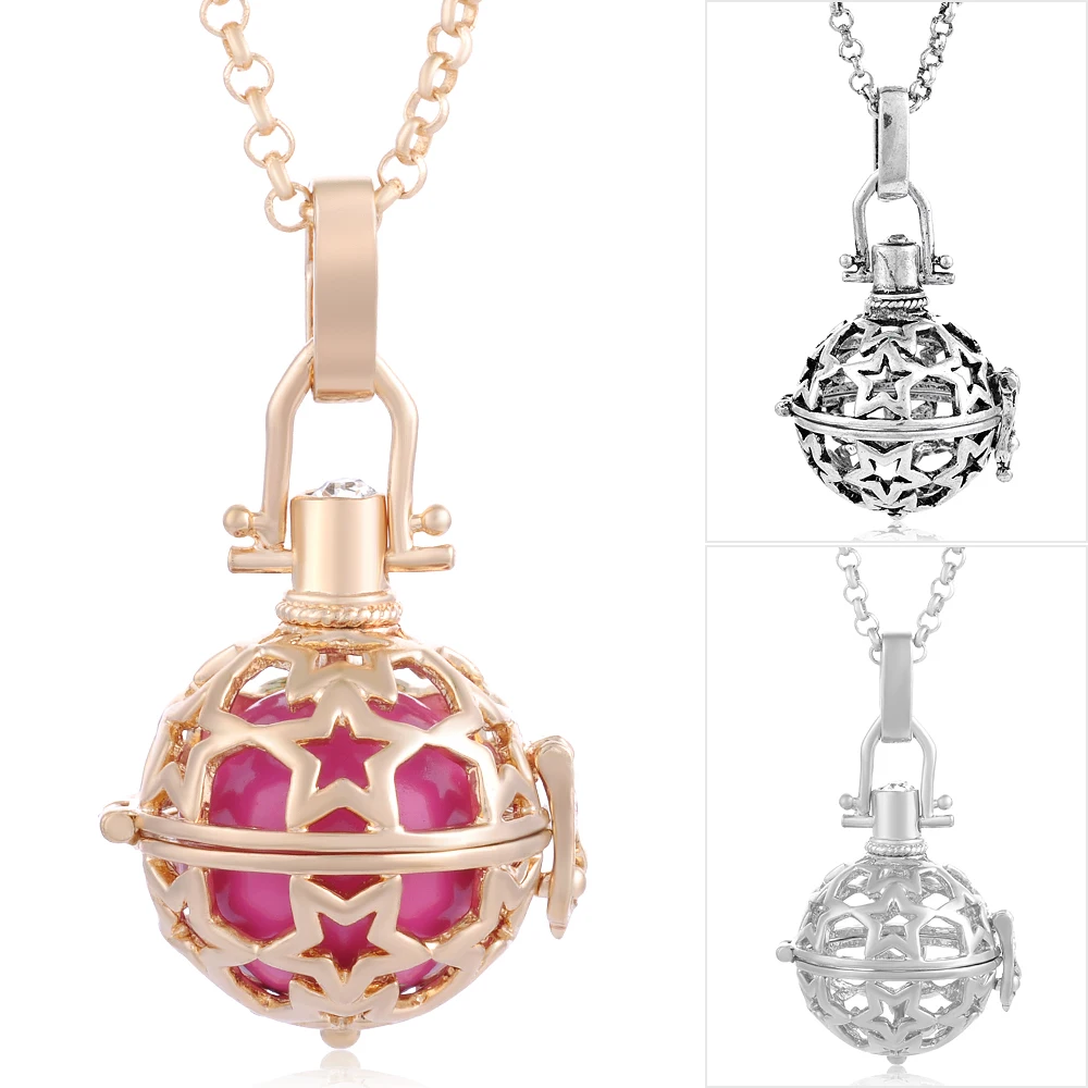 Vocheng Vintage Pregnancy Angel Ball Locket  Open Pendant Necklace for Aroma essential oil diffuser Jewelry Women Gift VA-021