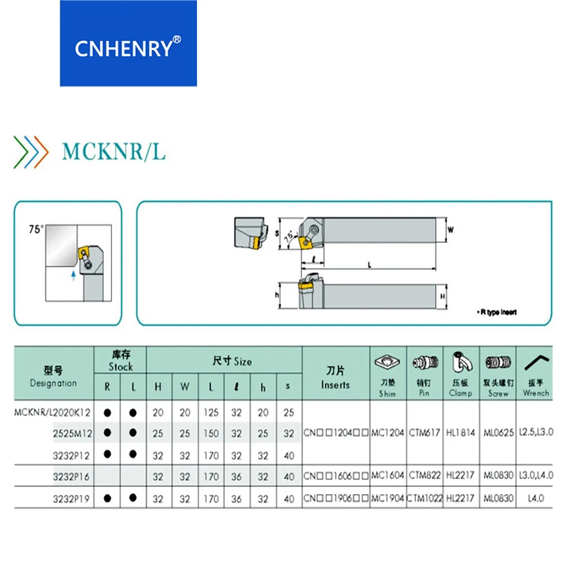 MCKNR2020K12 MCKNR2525M12 Tornitura Esterna Strumento di 75 Gradi Indicizzabili Tornio Utensili Tornio CNC Inserti Supporto di Macchine Utensili