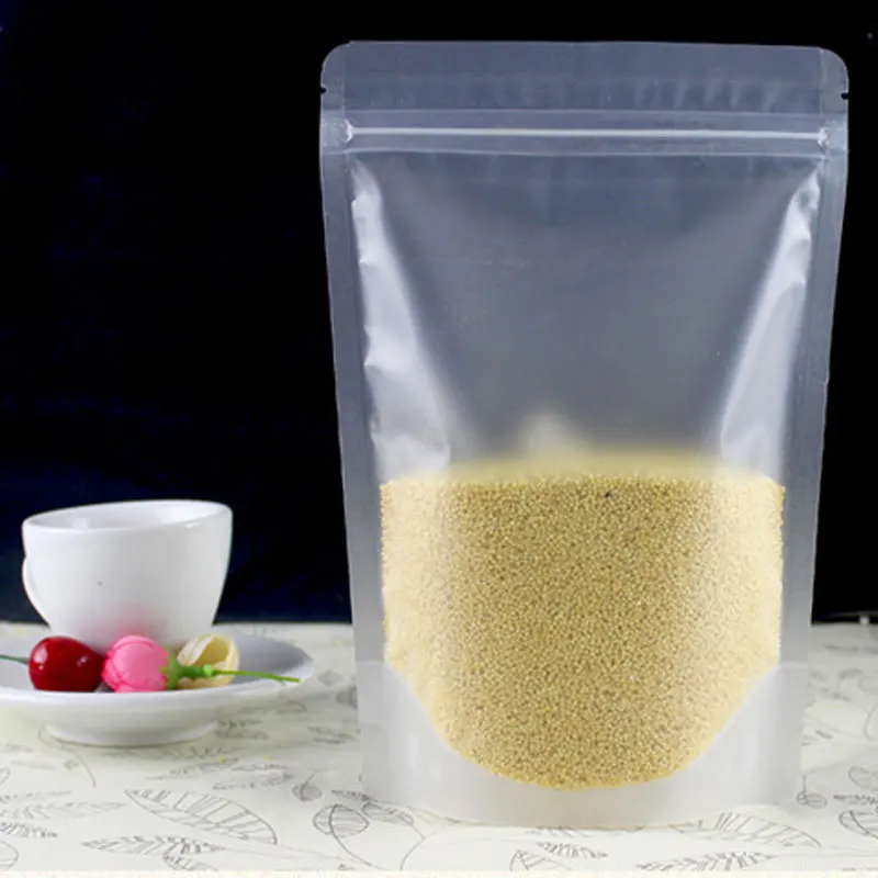 Zip Lock Packing Bag Stand Up Pouch Resealable Zipper Frosted Transparent Plastic Bags Food Nuts Storage Display Packaging Bag