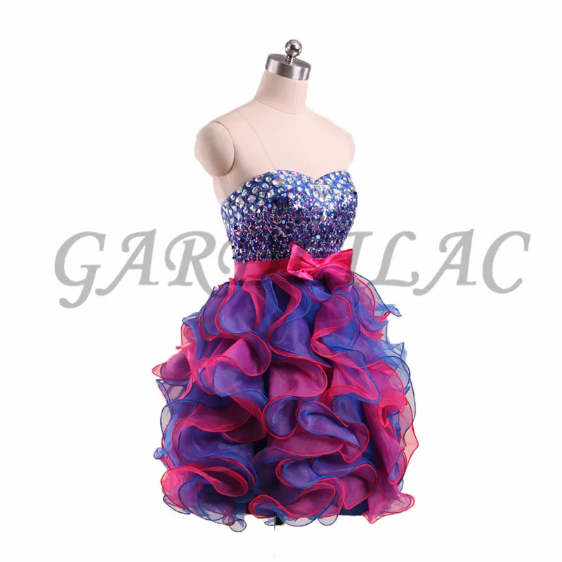 Gardlilac Beaded Sweetheart Homecoming Dress Ball Gown Tulle Ruffle A-line Evening Party Prom Dress Bow Double Layer