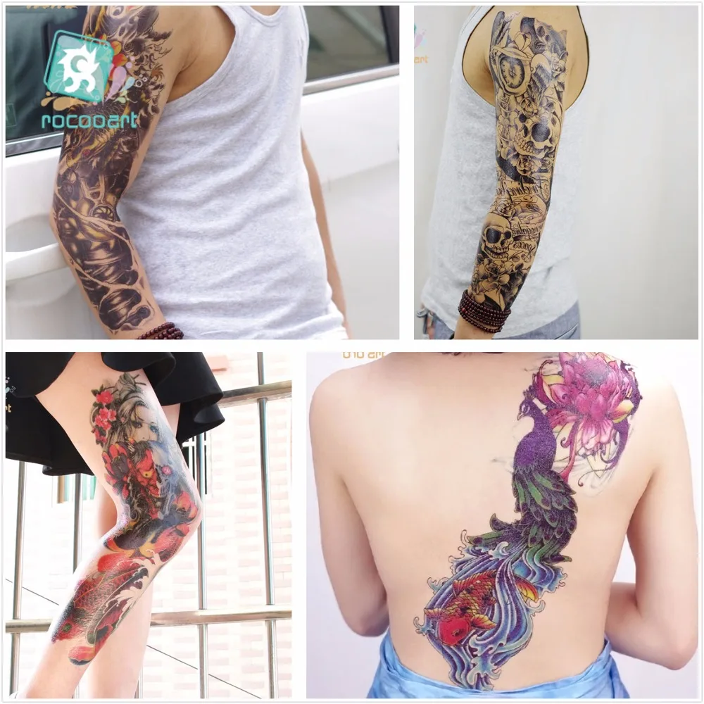 

25 Different New Large Tatoo Waterproof Full Arm Shoulder Temporary Tattoo Skull Big Sleeve Men Tattoo Stickers