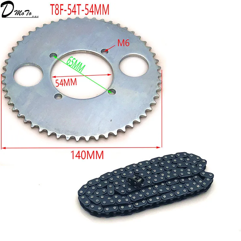 47cc 49cc T8F chain 136 Links and 38 54 74 teeth Chain plate sprocket for mini moto atv quad 2 stroke engine parts accessories