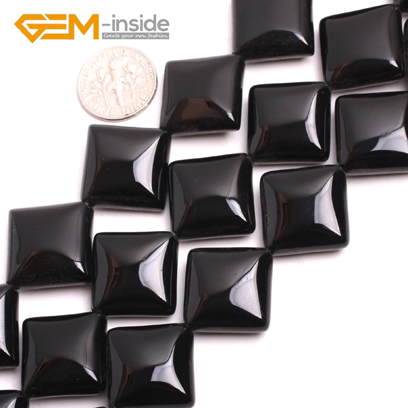 GEM-inside Black Agates Diagonal Square Beads For Jewelry Making Beads DIY Strand 15\