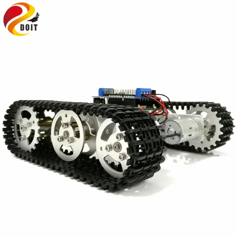 Mini T100 Crawler ถังโลหะหุ่นยนต์แชสซี Arduino Wireless WiFi Controller Kit สําหรับการปรับเปลี่ยน RC ของเล่นโดย APP โทรศัพท์
