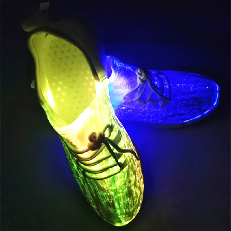 Size 25-46 New Led Fiber Optic Shoes For Girls Boys Men Women USB Recharge Glowing Sneakers Man Light Up Luminous Party Shoes