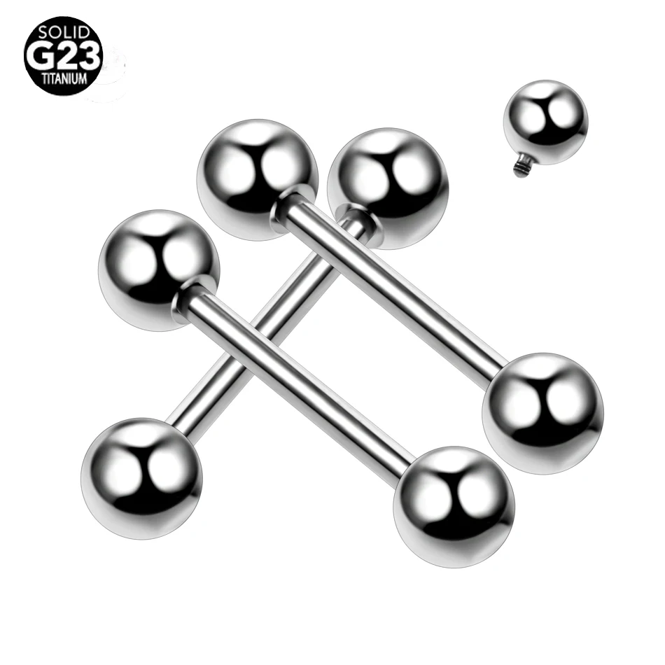 

14G 16G Titanium Internally Threaded Industrial Piercing Tongue Straight Barbells Nipple Rings Cartilage Helix Pircing Earrings