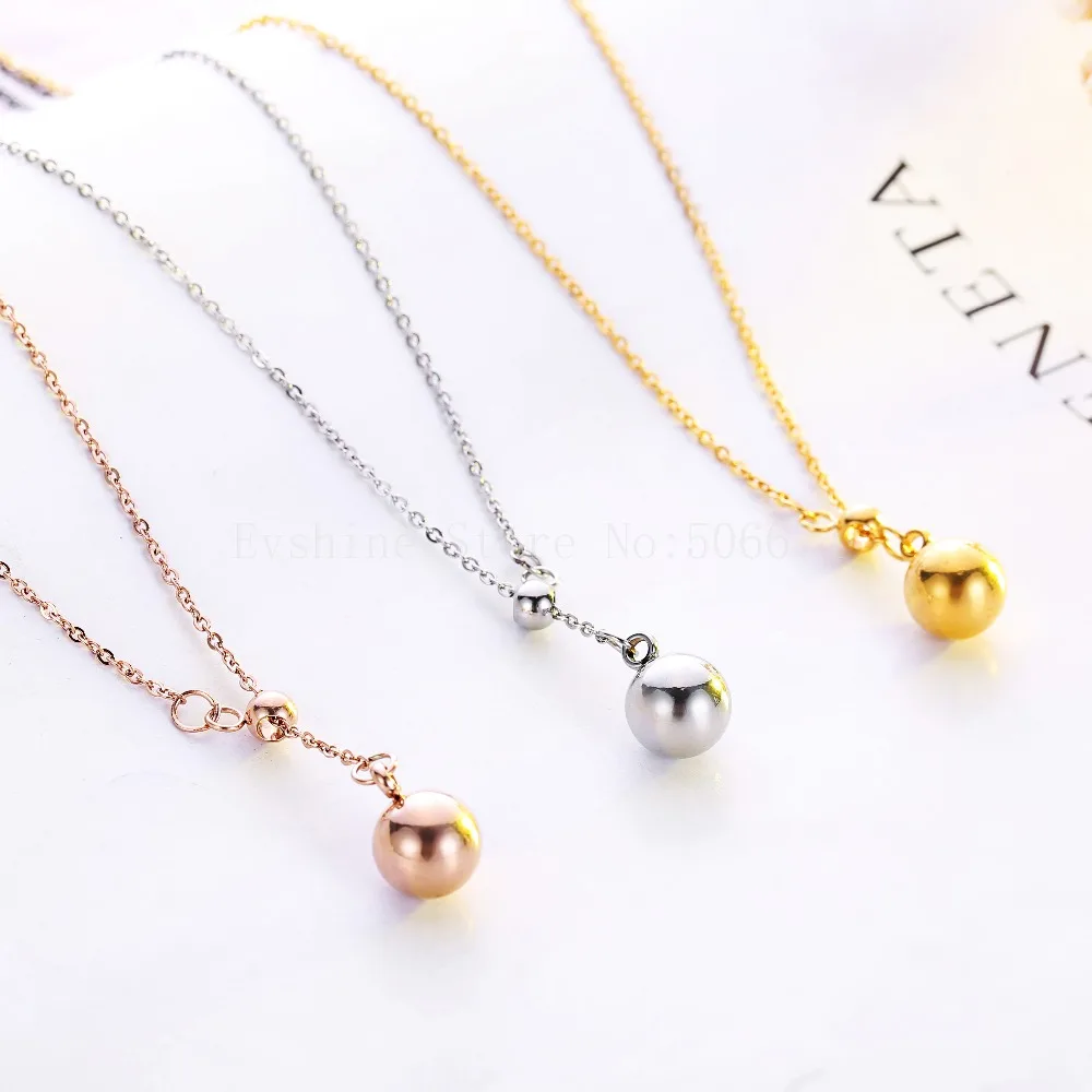 2018 Fashion Jewelry Choker double ball  Necklaces Bijoux Femme Stainless Steel  For Women Birthday Gift