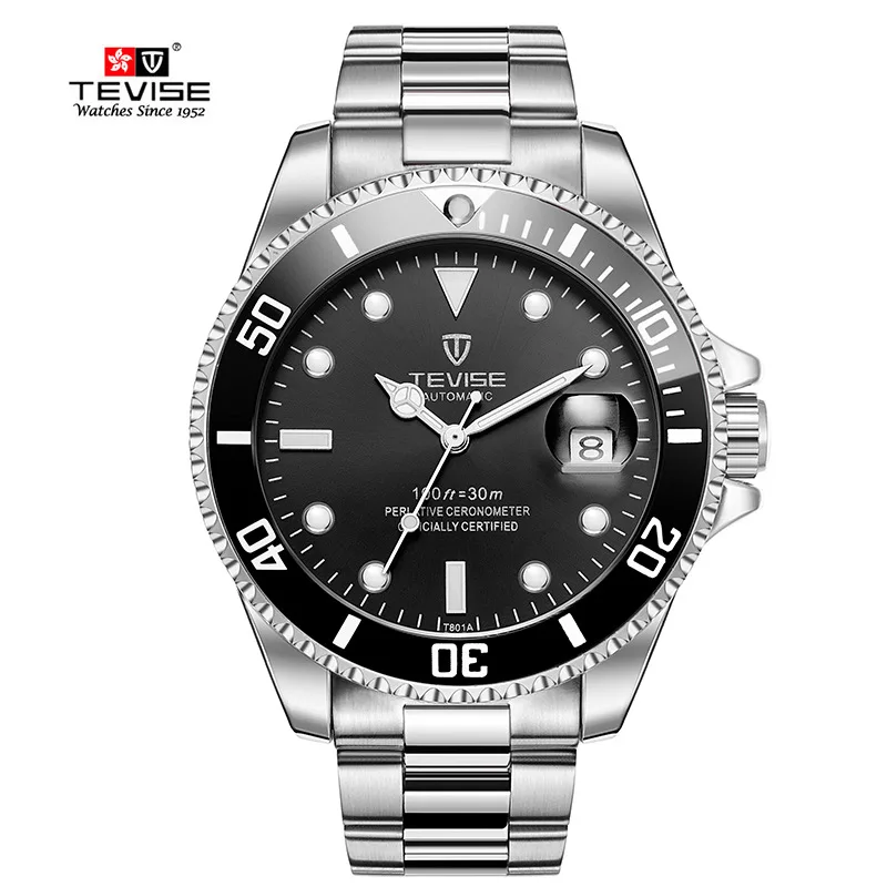 2019 Relogio Tevise Top Brand Business Man Mechanical Full Alloy Automatic Waterproof Self Winding Wrist Watch Clock Hombre