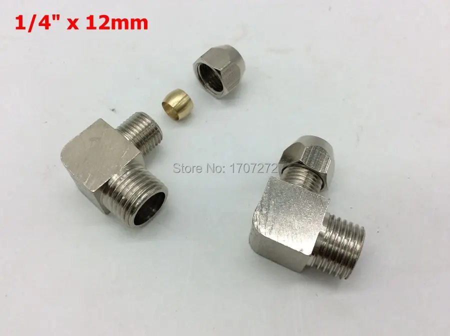 

free shipping copper fitting 1/4" x12mm High Quality elbow Ferrule Tube Pipe Fittings Threaded Male Connector, brass fitting