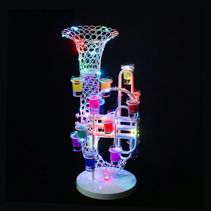 TOP quality  Luminous Light Up LED Saxophone wine Cup stand holder for Birthday Party Night Bar club supply