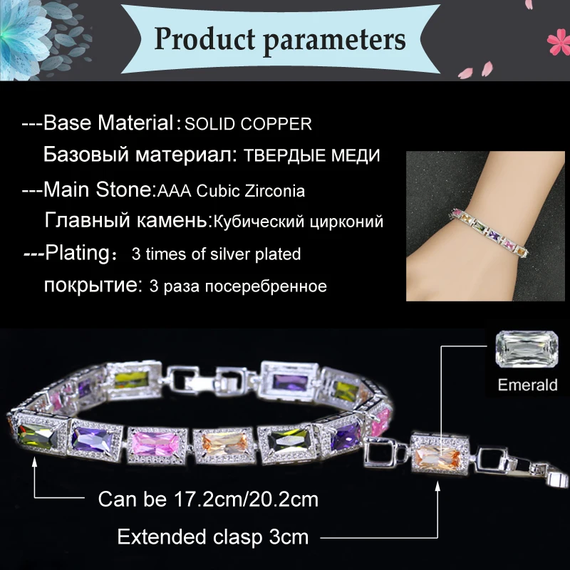 BeaQueen Elegant Tibetan Female Jewelry Large Square Cubic Zirconia Red Bracelets Bangles Christmas Gift for Women B101