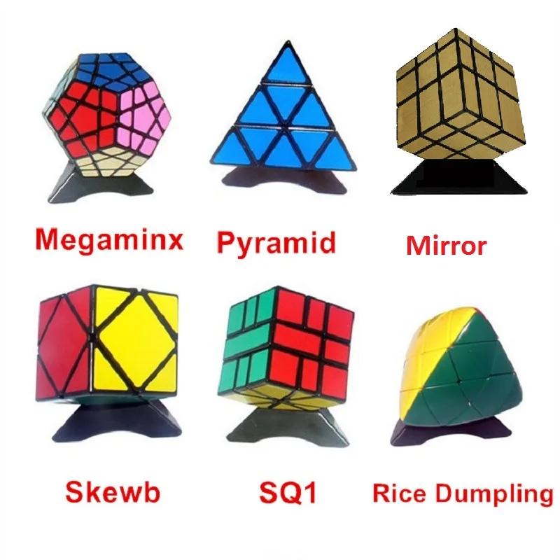 6pcs/Set Shengshou Black Strange-shape Puzzle Cube Set Speed Twist Puzzle Bundle Pack Cube PVC&Matte Stickers Cubo Puzzle