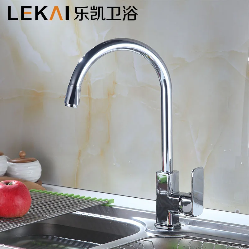 Bathroom 360 & deg; rotating single kitchen faucet hot and cold mixed water faucet vertical kitchen basin faucet