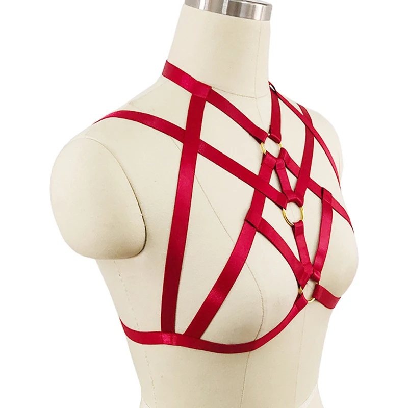 Red Body Harness Belt Elastic Adjust wedding Garter Belt Goth Sexy Lingerie Punk Crop Top Harness Fetish Bondage Body Cage