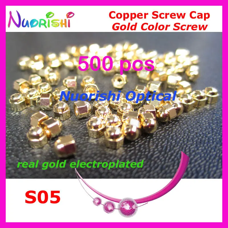 

500pcs Glasses Eyewear Eyeglasses Electroplated Gold Brass Hexagon Hex Caps Nuts 1.4mm 1.2mm Screws S05 Free Shipping