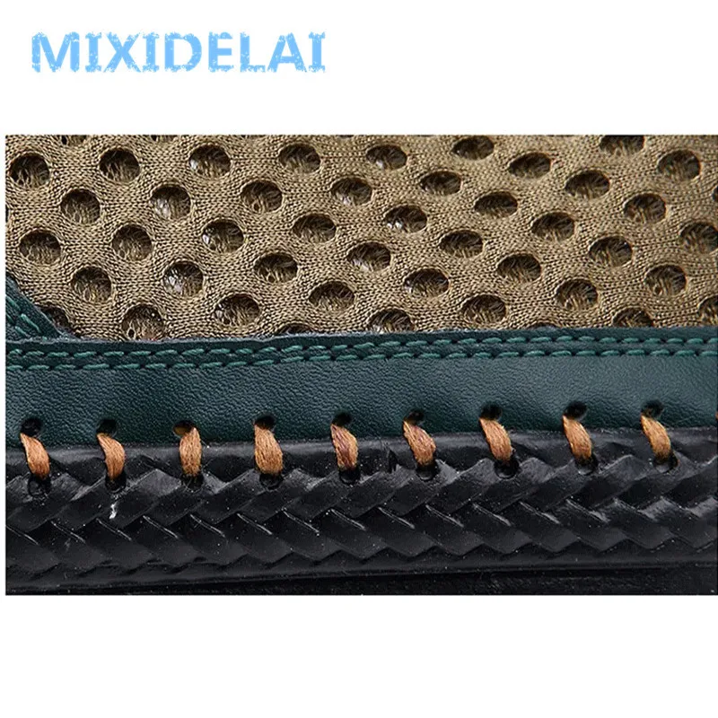 MIXIDELAI-zapatos informales de malla transpirable para hombre, mocasines cómodos hechos a mano con cordones, 38-48 talla grande, novedad de verano