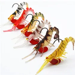 Señuelos de pesca de camarón, cebos de Camarón, langostino de Río, señuelos de besugo de agua salada con ojos luminosos, 12g, 18g, 6 piezas