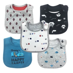 5pcs Bib Baby Bibs Waterproof cute cartoon Embroidery printing Babies burp cloth 0-24 months