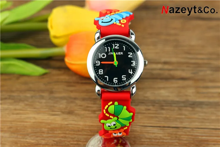 NAZEYT meninos quartz relógio de pulso crianças pequenas cara preta 3D annimal dial relógio de presente pulseira de silicone macio meninas crianças cartoo