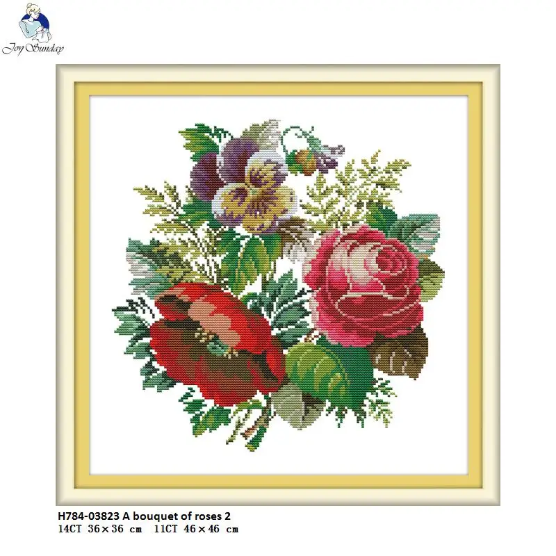 Gioia Domenica UN Mazzo di Rose 11CT Tessuto Stampato Serie 14CT Tela DMC Punto Croce Kit di Ricamo Artigianato Commercio All\'ingrosso Della Fabbrica