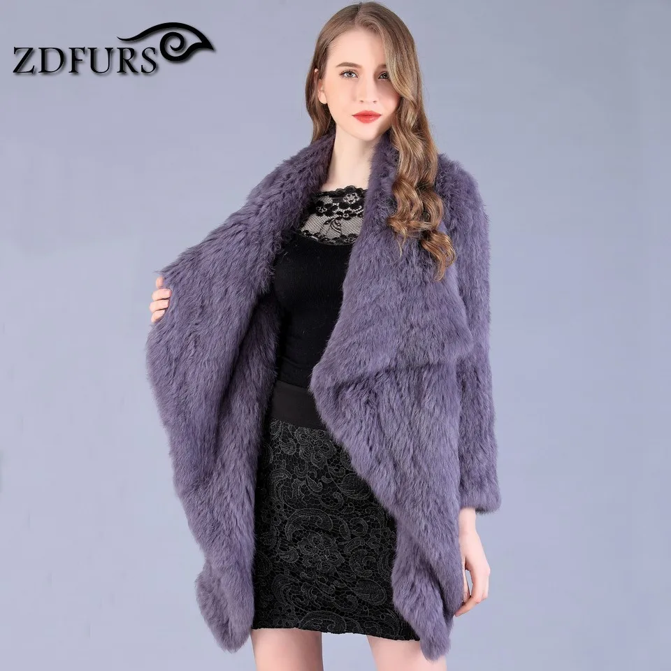 Zdfurs * novo casaco de pele de coelho genuíno moda feminina malha casaco de pele de coelho inverno quente pele de coelho outwear ZDKR-165003